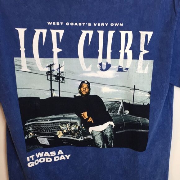 Ice Cube It Was a Good Day Retro Blue Short Sleeve T-shirt Sz Medium Unisex - Picture 2 of 10